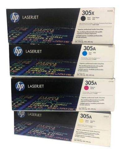 Pack Kit 4 Toner Hp 305x Bk, 305a Colores