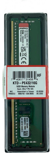 Memória 16gb Ddr4 3200mhz Ecc Rdimm Kingston Ktd-pe432/16g