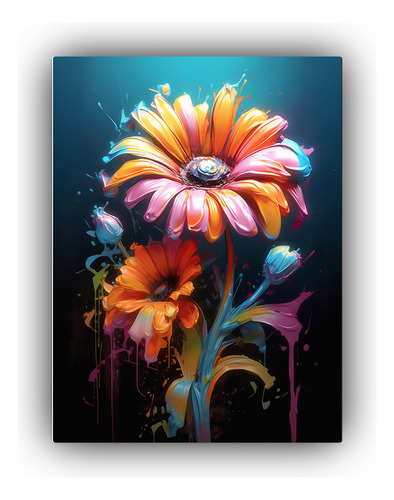 Cuadro Diseño Pop Art Flowers Pintura Hd Ultra Realista 30x