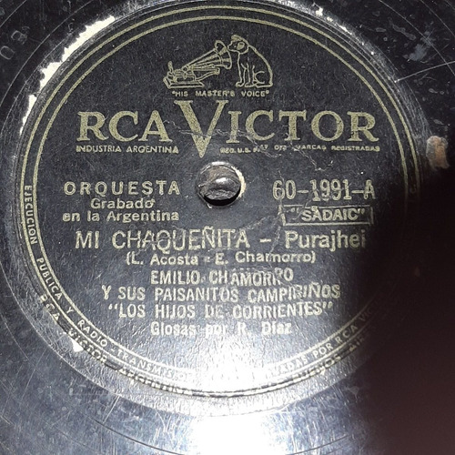 Pasta Emilio Chamorro Y Sus Paisanitos Rca Victor C140
