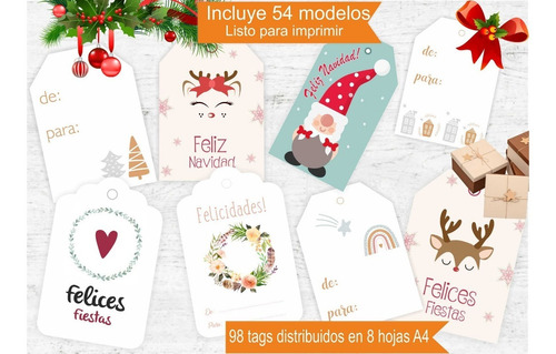 Etiquetas Tags Kit Imprimible Digital Navidad-emprendedor