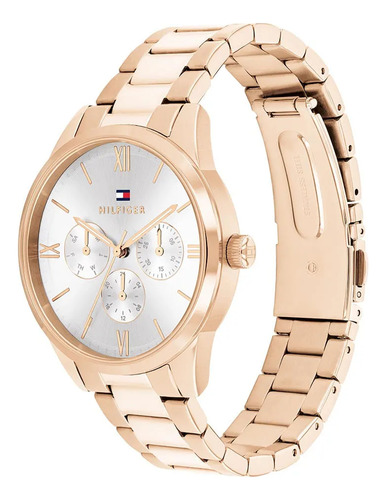 Reloj Tommy Hilfiger Mujer Camille 1782747 Malla Rosa Bisel Rosa Fondo Plateado