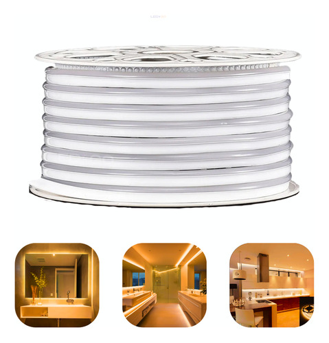 Fita Led Mangueira Neon Led 12v 3528 Ip67 120led 3000k 50m
