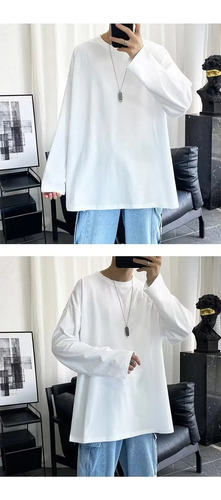 Playera Casual De Cuello Redondo Y Manga Larga Para Hombre