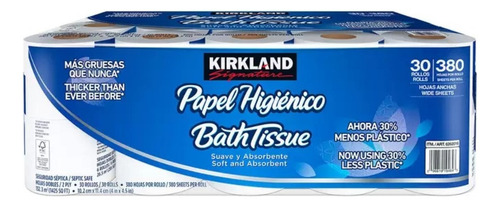 Papel Higiénico Kirkland Signature 30 Rollos 380 Hojas Baño