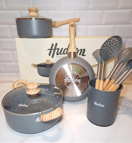 Batería Hudson Granito Cerámica Juego De  Cocina Antiadheren