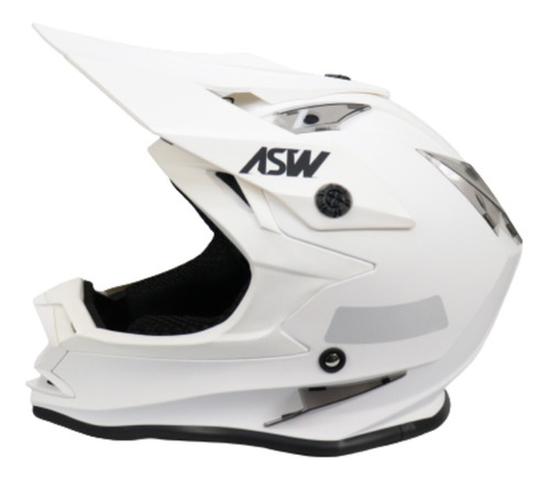 Capacete Asw Fusion Solid Branco Fosco Motocross Trilha 