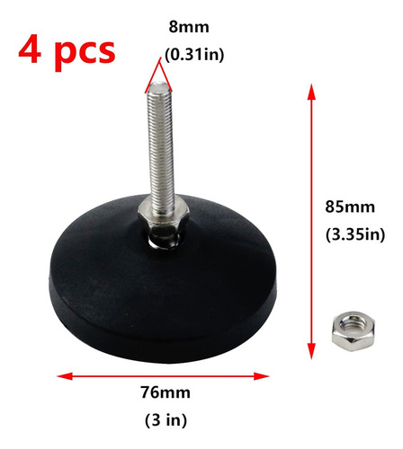 Mz 4 Pés Ajustáveis Para Móveis M8x50mm, Pés Niveladores