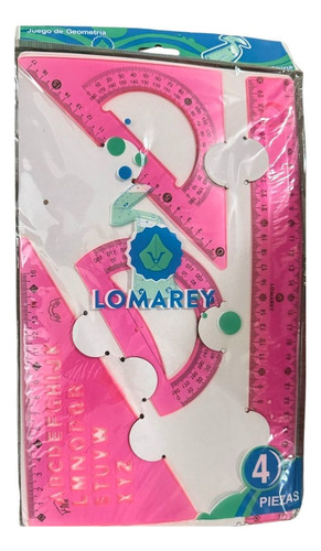 Juego De Geometría Flexible Irrompible Colores Lomarey D 4pz Rosa