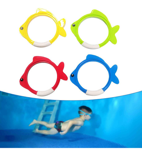 4x Juguetes De Anillo De De Buceo, Juguetes De 19x16cm