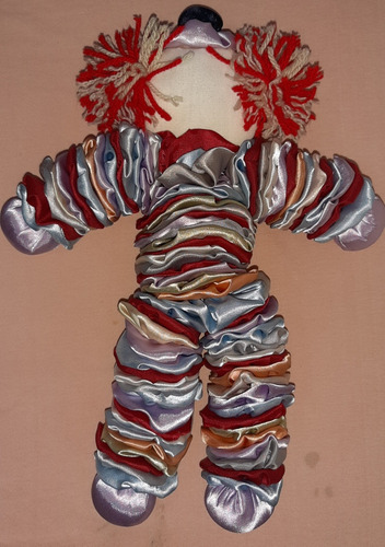 Lote Boneca Pano Artesanal/2 Palhaços Fuxico Cetim Seminovos
