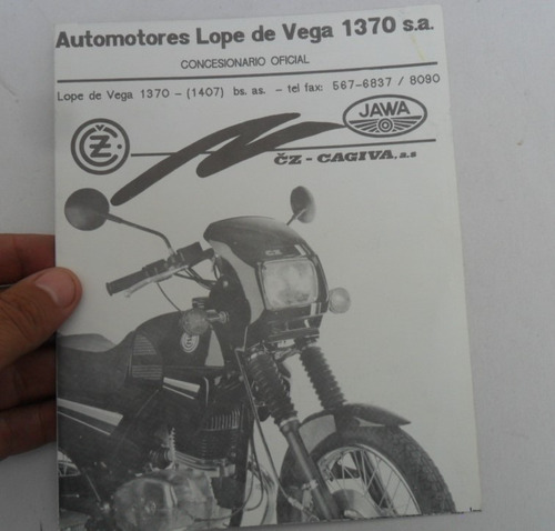 Catalogo Moto Cz Jawa 225 350 Antiguo Folleto No Manual 180