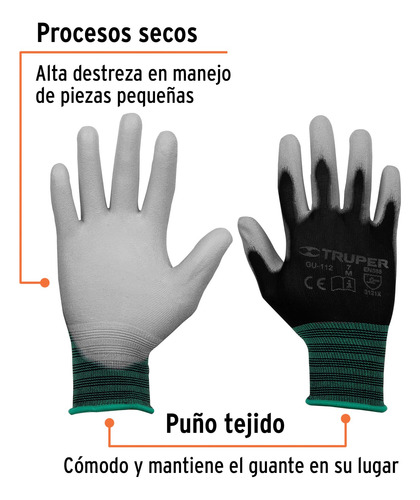 Guantes De Nylon Recubiertos De Poliuretano M Truper 13291