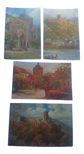 Alemania 4 Postales Pintor Alemán H Hoffmann Heidelberg Arte