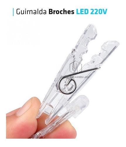 Imagen 3 de 9 de Guirnalda Luces Led 16 Broches 3.10 Metros 220v Navidad Full
