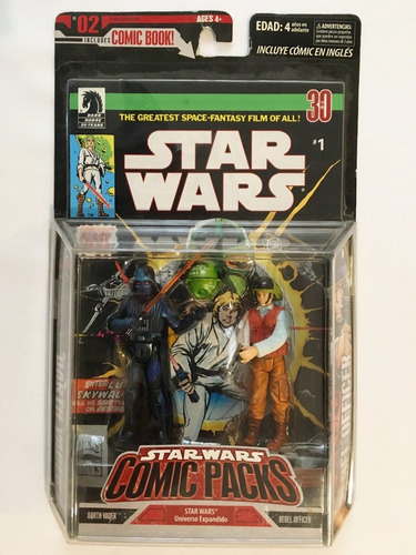 Darth Vader Y Rebel Officer Star Wars Comic Packs Hasbro (Usado)