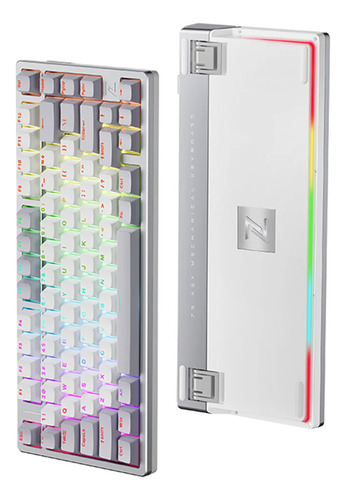 Teclado Mecanico Gamer Mchose Z75 Plateado Cover Metal Teclado Silver Mcz752 Idioma Inglés Us