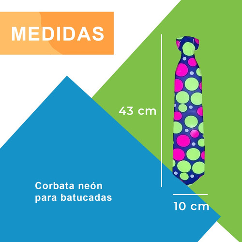36 Corbatas Batucada Colores Neon Artículos Fiesta Mayoreo