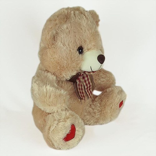 Imagem 2 de 3 de Urso De Pelúcia 35cm Bege Coração