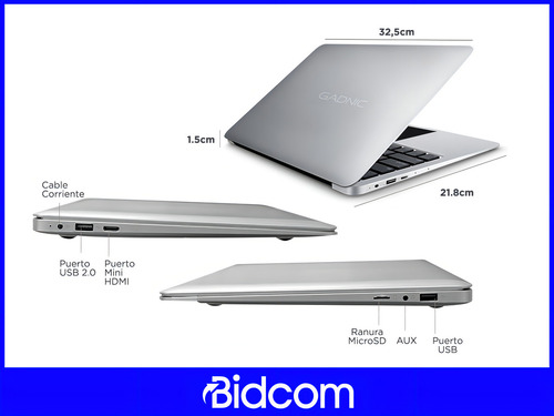 Notebook Gadnic Cloudbook Intel 4gb Windows 10 + Accesorios Color Gris