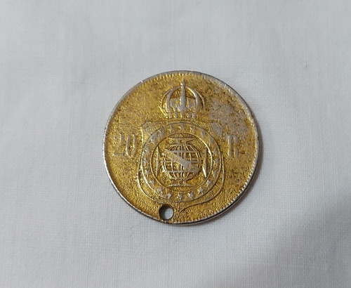 20 Reis 1869 Folheada A Ouro (Usado)
