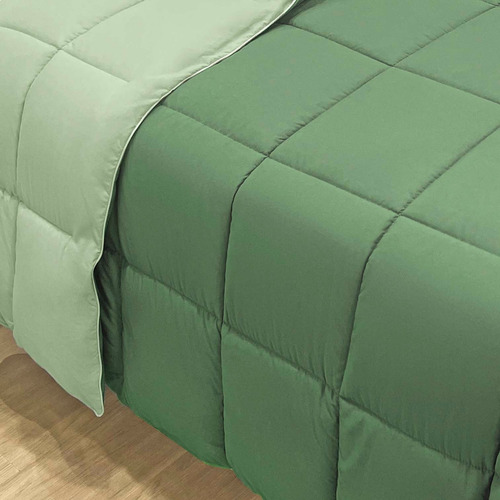 Edredom Toque De Plumas Super Soft Premium Pluma Queen 1 Peç Verde-musgo Lisa