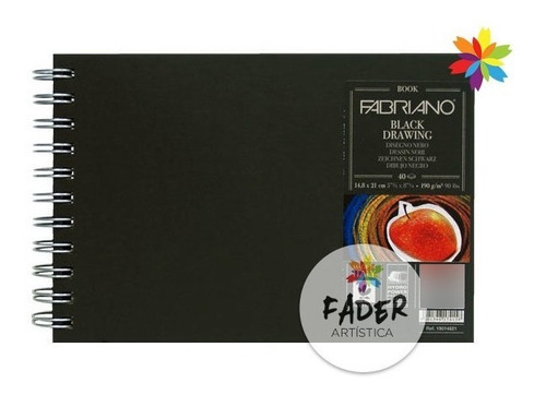 Block Fabriano Black Drawing 21 X29.7 Cm 40 Hojas 190 Grs