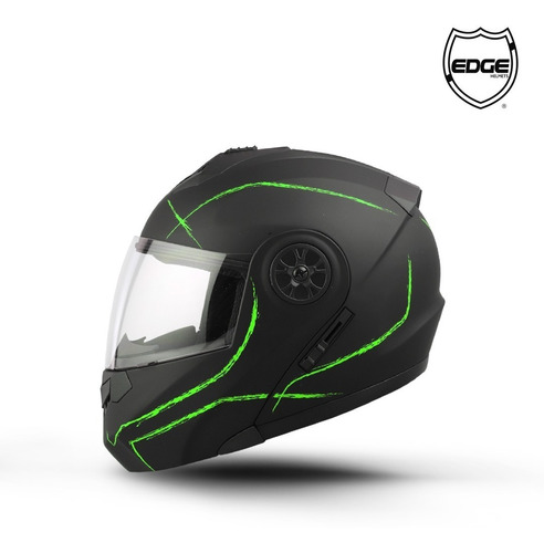 Casco Edge Abatible Para Moto Doble Visor Deportivo Italika Color Verde Tamaño del casco Talla M