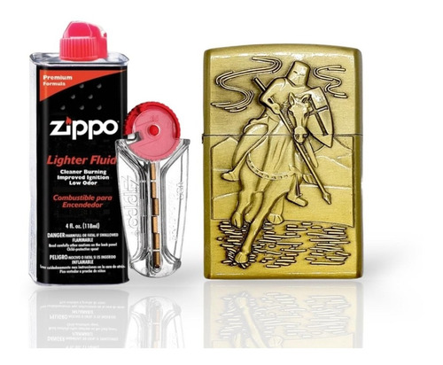 Kit Zippo / Gas Piedra + Encendedor Tipo Zippo Jinete