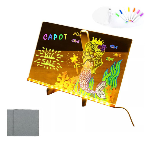 Pizarra De Borrado Seco Con Luz Con Borrables De 7 Colores