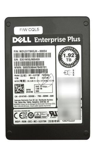 Hd Ssd Sas 1.92 Tb, 12 Gbps, 2.5 , Mzils1t9b, Dell