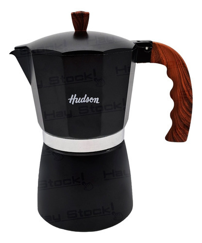 Cafetera Aluminio Esmaltado Italiana Hudson 6 Tzs Color Negro