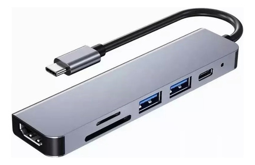 Hub Adaptador Tipo C 6 En 1 Usb 3.0 Hub Con Hdmi Y Sd