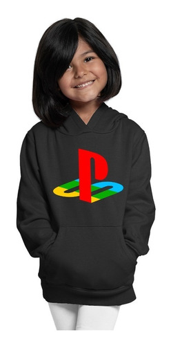 Sudadera Infantil Negra Gamer De Logo Playstation P/ Regalo