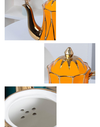Juego De Té De Cerámica 8pcs/set Naranja Para Beber Tazas