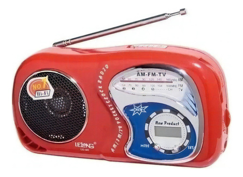 Rádio Altomex Portátil De Bolso A Pilha Am/fm Relógio A-2019 Cor Vermelho