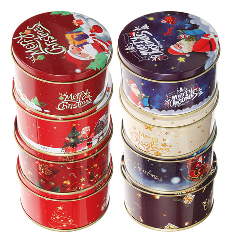 Latas De Regalo Navideñas Para Caramelos, 8 Unidades