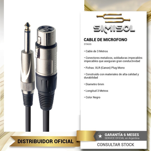 Imagen 2 de 5 de Cable Xlr Cannon Plug Profesional 3 Metros Microfono Smc3xp