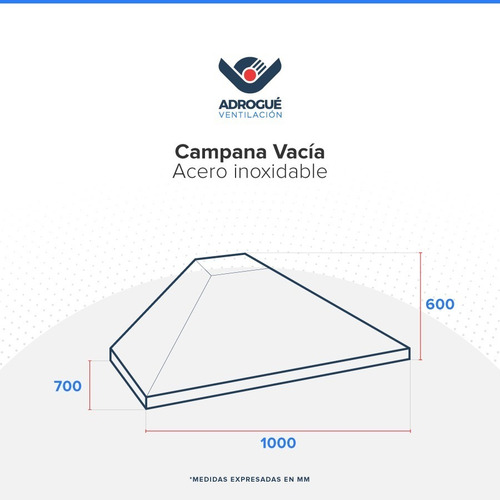 Campana Cocina Industrial De 1.00 X 0.70 Color Acero inoxidable