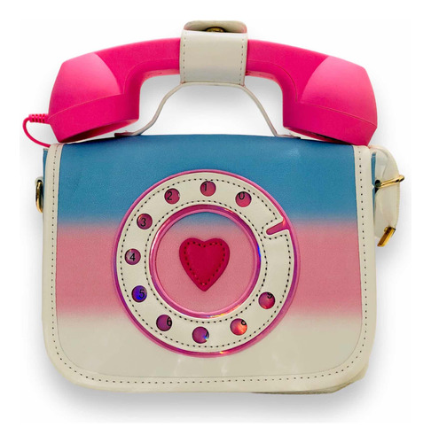 Bolsa Forma De Telefono Retro Vintage Crossbody Azul Y Rosa