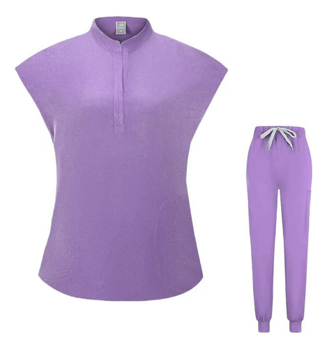 Set De Top Exfoliante Uniforme Para Médico/enfermero, Cuello