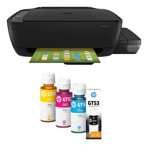 Impresora Hp 315 Mutifuncional + Tintas Gt52 Color Y Gt53 Ne