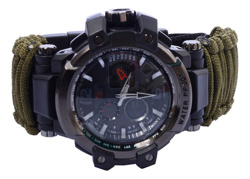 Imagen 3 de 6 de Reloj Paracord Verde Militar Lcd 6 Díg Mc-009 Mendoza