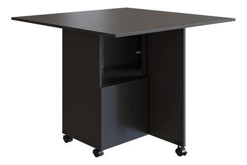 Conjunto De Armário Multiuso Com Mesa Dobrável Beto 3 Pt ... Cor Preto