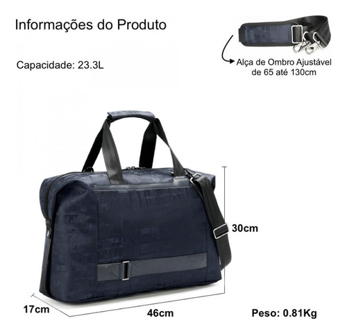Bolsa De Viagem Masculina Executiva De Bordo Avião Viagem Masculina Luxo Resistente Grande Premium Com Alça Zafin Cor Azul