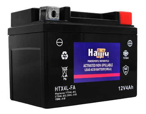 Imagen 2 de 8 de Batería Moto Haijiu Htx4l-fa Agm- Gel Libre Mantenimiento