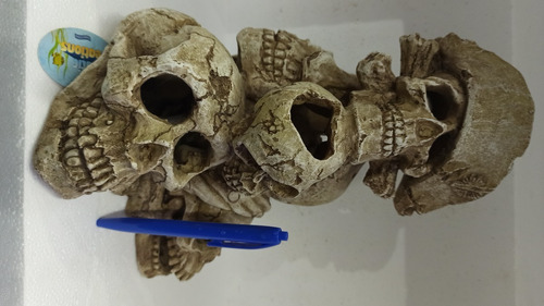 Adorno Conjunto Calaveras Skull  27cm Acuario Decoracion