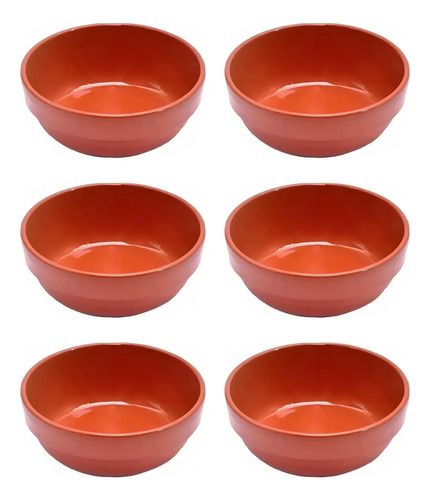 Set X 6 Cazuela Esmaltada Apilable Terrina Terracota 14cm 