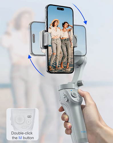 Estabilizador Gimbal + Luz Rgb Para Iphone Y Android Gris