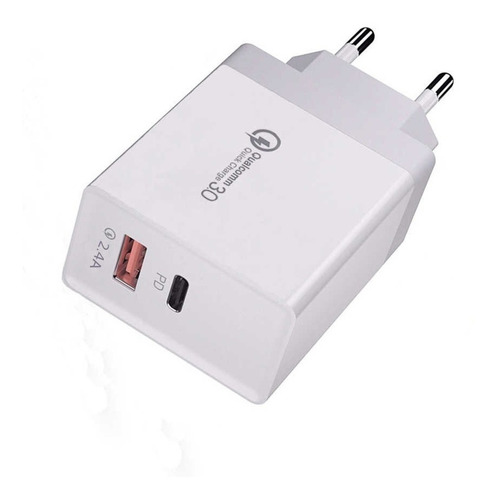 Cargador Ficha Pared Usb Rápido 3.0 + Usb Tipo C Febo